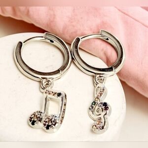 Sterling Silver Music Notes Earrings Womens Jewelry